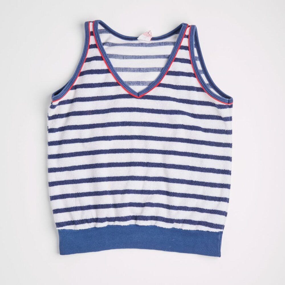 Vintage Doggonits Striped Terry Cloth Crop Top Small